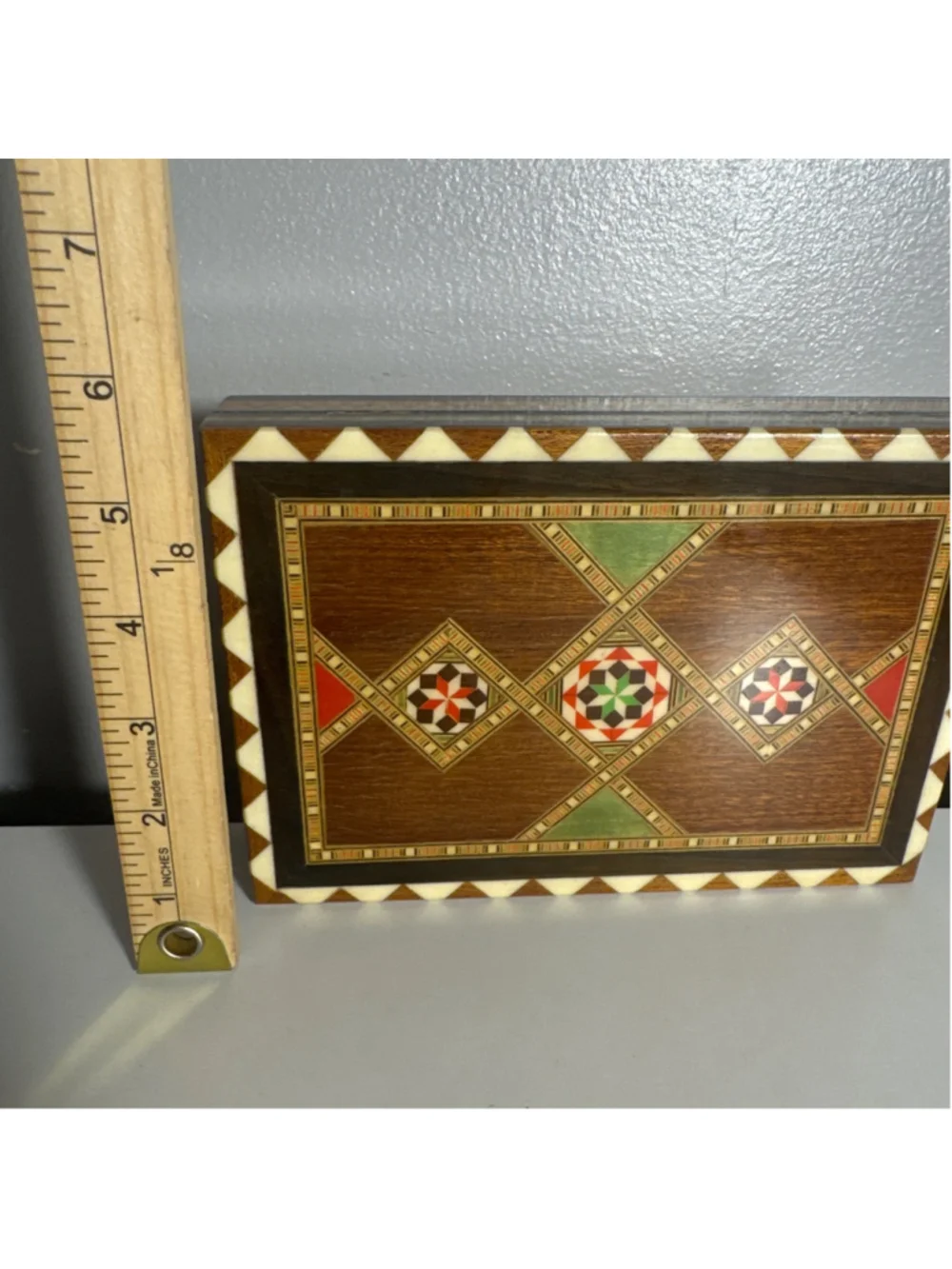 Decorative Vintage Molero 209/5 Mosaic Wood Inlay Trinket Jewelry Box Spain